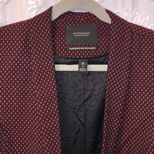 Scotch & Soda Red Black Diamonds Pockets Button Up Blazer Jacket 3X